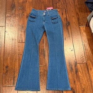 Edikted Dark Blue Flare Jeans with Pockets size M